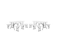 Mesa de recepción plegable acero 2 bancos, set de 2 blanco - 180x69.5x73.5 cm