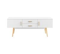 Mesa de tele alavus 140 x 40 x 56 cm aglomerado/madera blanco [en.casa]