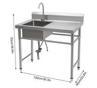 Mesa de trabajo de acero inoxidable - Lavabo industrial - Mesa de cocina de acero inoxidable - Cubierta de acero inoxidable