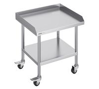 Mesa de trabajo de acero inoxidable VEVOR, 610 x 711 x 762 mm. Mesa de trabajo para la preparación de alimentos con 4 ruedas, incluyendo ruedas giratorias, y una protección contra salpicaduras de 3 la