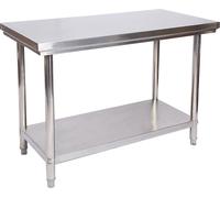 Mesa de trabajo de acero inoxidable Wiltec, mesa de acero inoxidable con estante, dimensiones 100x60x85 cm, ideal para cocinas profesionales, talleres, jardines, sótanos, con patas de altura ajustable