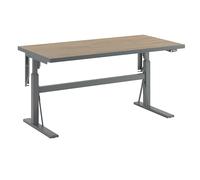 Mesa de trabajo de altura regulable eléctricamente, carga máx. 300 kg eurokraft pro, altura 680 - 1165 mm, tablero de parquet de roble