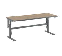 Mesa de trabajo de altura regulable eléctricamente, carga máx. 300 kg eurokraft pro, altura 680 - 1165 mm, tablero de parquet de roble