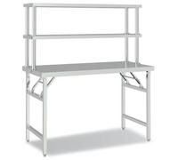 vidaXL Mesa de trabajo de cocina con tabla de corte integrada, 120x60x145 cm, acero inoxidable