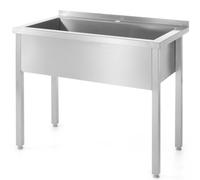 Mesa de trabajo Spoeltafel – Mesa de cocina con fregadero, acero inoxidable, un solo lavabo, patas ajustables, 100x60 cm