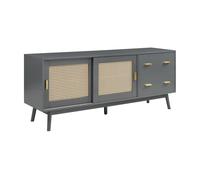 Mesa de tv susa con puertas corredoras de polirratán 160x40x65cm gris [en.casa]
