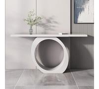 Mesa decorativa blanca Slish - Mesa consola de entrada de 39.4 pulgadas para sala de estar y pasillo, mesa de sofá Slish, decoración del hogar que ahorra espacio, piel moderna de vestíbulo
