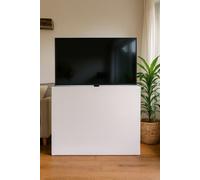 Mesa elevable eléctrica para televisión - Blanco, MDF tratado, 104x85x30 cm