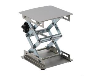 Mesa elevadora de tijera manual de acero inoxidable para laboratorio y taller, plataforma regulable en altura 100 x 100 mm, dispositivo de elevación robusto para fresadoras
