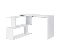 Mesa Escritorio 76,5 x 120 x 50 cm Escritorio de Ordenador Mesa de Oficina con Estantes Mesa en Forma L Mesa de Esquina Blanco