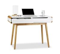 Relaxdays Mesa escritorio con cajones blanco,marrón claro