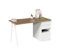 Mesa Escritorio de Estudio u Oficina Kiroba Color Roble Gold y Blanco 138x76x67 cm White/ wood