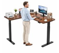 Mesa Escritorio Elevable Eléctrica, Escritorio de Pie en Forma de L con Altura Regulable 72-117cm, Mesa Elevadora para Oficina en Casa con Doble Motor y Estructura Resistente, Puesto de Trabajo
