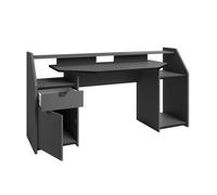 Miroytengo Mesa Escritorio Gaming Grande con Cajón y Armario con puerta Abatible en Color Gris con LED 98x180x67 cm Grey -