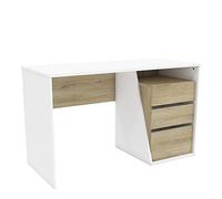 Mesa Escritorio Jefferson 3 Cajones Color Roble Y Blanco Ordenador Oficina Estudio Mueble 77x127x55