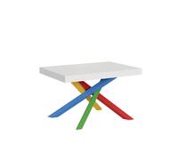 Mesa extensible 140/400x90 cm Volantis fresno blanco patas multicolor 4/B - Itamoby