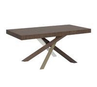 Mesa Extensible 6 A 12 Personas Madera Oscura Y Patas Entrelazadas 4 Colores L 160 A 264 Cm Artemis