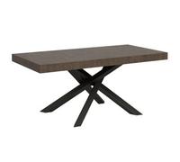 Mesa Extensible 8 A 14 Personas Madera Oscura Y Antracita Patas Entrelazadas L 180 A 284 Cm Artemis