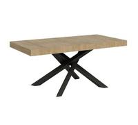 Mesa Extensible 8 A 14 Personas Roble Natural Y Antracita Patas Entrelazadas L 180 A 284 Cm Artemis