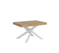 Mesa Extensible 90x140/244 Cm Volantis Roble Natural Estructura Blanco