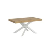 Mesa Extensible 90x160/264 Cm Volantis Roble Natural Estructura Blanco