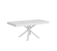 Mesa extensible 90x90/194 cm Clerk Premium tablero Fresno Blanco - Patas Blancas - Itamoby