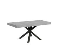Mesa extensible 90x90/194 cm Clerk Premium Tapa de cemento - Patas antracita - Itamoby