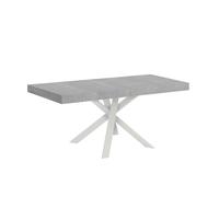 Mesa extensible 90x90/194 cm Clerk Premium Tapa de cemento - Patas blancas - Itamoby