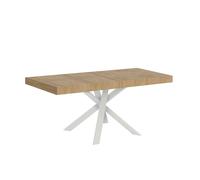 Mesa extensible 90x90/194 cm Clerk Premium Tapa Roble Natural - Patas Blancas - Itamoby