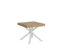 Mesa extensible 90x90/194 cm Clerk tablero Roble Nature - Patas blancas - Itamoby