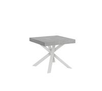 Mesa extensible 90x90/194 cm Clerk Tapa de cemento - Patas blancas - Itamoby