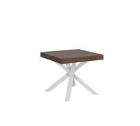 Mesa extensible 90x90/194 cm Clerk Tapa nogal - Patas blancas - Itamoby