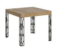 Mesa Extensible Cuadrada Pequeña 90x90/246 Cm Kiza-color Natural