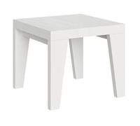 Mesa Extensible Cuadrada Pequeña 90x90/246 Cm Naxo-color Blanco-soporte 2 Pies-3 Alargaderas Finas