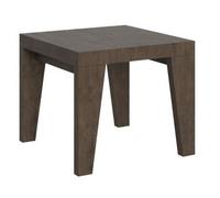 Mesa Extensible Cuadrada Pequeña 90x90/246 Cm Naxo-color Marrón-soporte 2 Pies-alargaderas