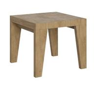 Mesa Extensible Cuadrada Pequeña 90x90/246 Cm Naxo-color Natural-soporte 2 Pies-3 Alargaderas Finas