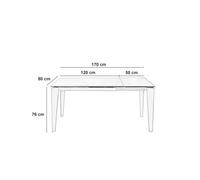 Mesa extensible de 120cm a 170cm moderna encimera de cerámica sobre cristal templado mármol antracita - SOLOLED