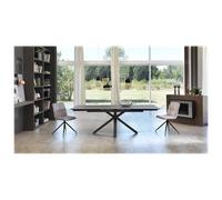 Mesa extensible de 160cm a 240cm moderna cubierta de cerámica sobre cristal templado gris grafito - SOLOLED