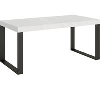 Mesa extensible de 200/460 x 90 cm, color blanco "Tecno Esche" con patas color antracita