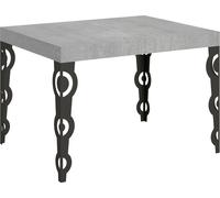 Mesa extensible de 70x110/194 cm, con estructura de color gris antracita y superficie en cemento Karamay