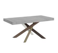 Mesa Extensible, De 8 A 14 Personas, Gris Ceniza Y Patas Entrelazadas De 4 Colores L 180 A 284 Cm Artemis