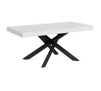 Mesa Extensible De 8 A 20 Personas, Blanca Con Patas Entrelazadas Antracita L 180 A 440 Cm Artemis