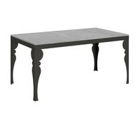 Mesa Extensible De 8 A 20 Personas, Gris Hormigón Con Patas De Metal Antracita L 180 A 440 Cm Torza