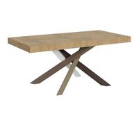 Mesa Extensible De 8 A 20 Personas Roble Natural Y Patas Entrelazadas De 4 Colores L 180 A 440 Cm Artemis