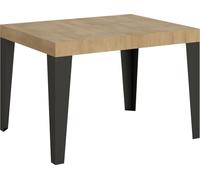 Mesa extensible de 80x120/204 cm, acabado en roble flameado, color natural y detalles en antracita