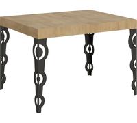 Mesa extensible de 80x120/204 cm, estructura de madera Karamay en acabado roble natural y patas en color antracita