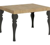 Mesa extensible de 80x120/204 cm, estructura Paxon en roble natural y detalles en gris antracita