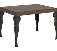 Mesa extensible de 80x120/204 cm, modelo Paxon, con tablero de nogal y estructura en color antracita