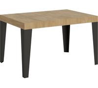 Mesa extensible de 90 x 140/244 cm, estructura en roble Flame color natural, superficie en color antracita
