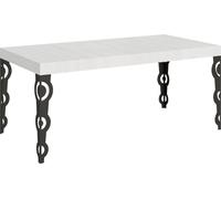 Mesa extensible de 90 x 180/284 cm, estructura de Karamay, madera de fresno en blanco, con detalles en gris antracita